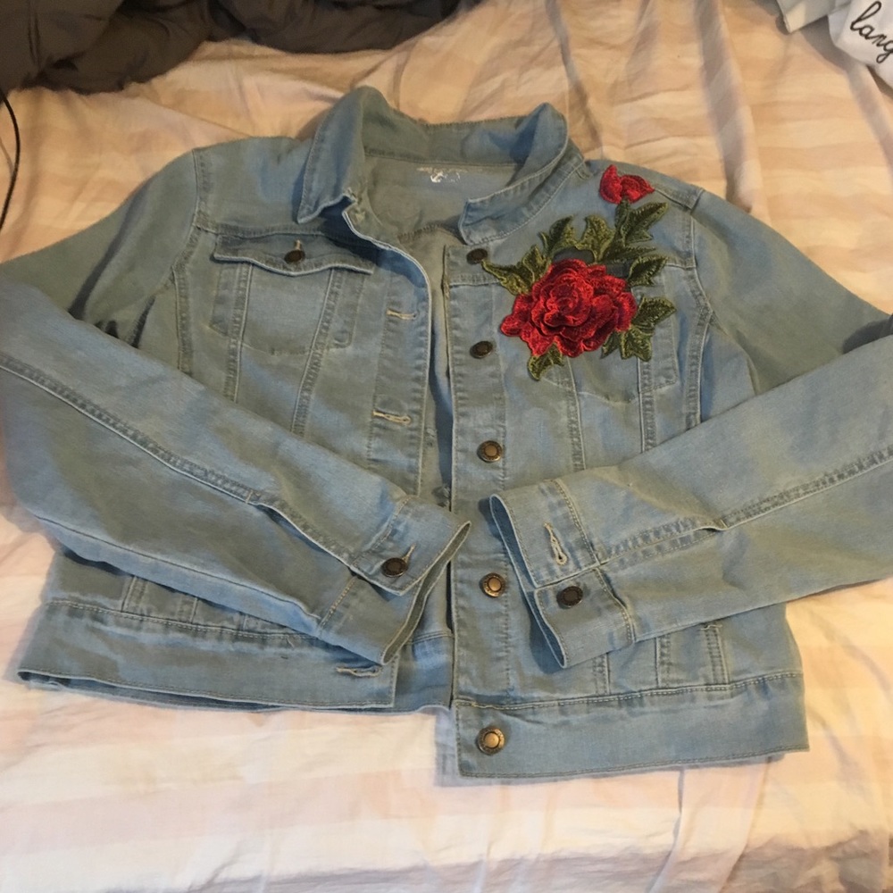 Embroidered Rose Denim Jacket